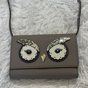 KATE SPADE Stylish Owl Design Light Brown CROSSBODY Bag SMALL MARK ON BACK